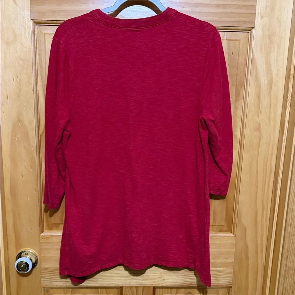 Chico's The Ultimate Red Tee Shirt Women's Tunic, V-Neck, 3/4 Sleeve, Size Large - Picture 2 of 9